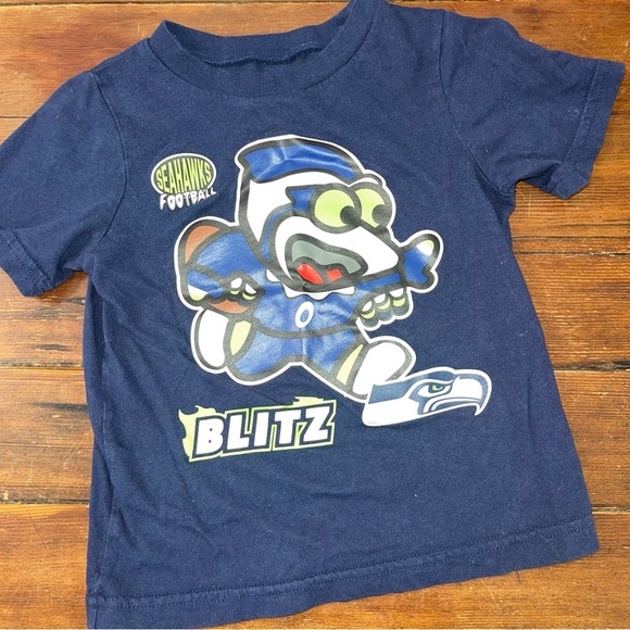NFL Kids Short Sleeve Tee - Blue Seahawks Blitz - Picture 1 of 5